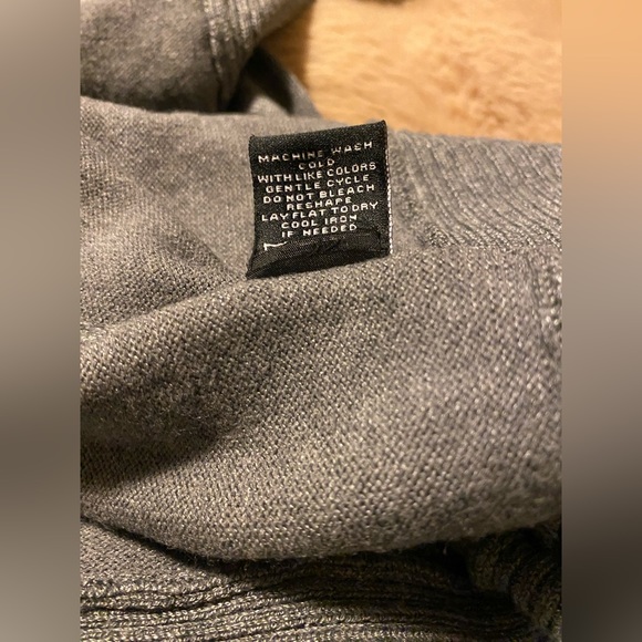 Verve Ami Gray Cardigan Open Front Draped Ribbed Knit Long Sleeve - Picture 4 of 6